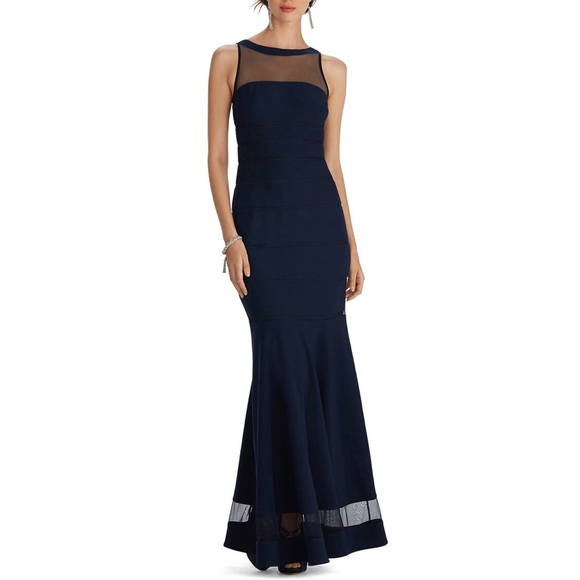 White House Black Market Dresses & Skirts - 6 // White House Black Market Navy Blue Sleeveless Shadow Stripe Mermaid Gown